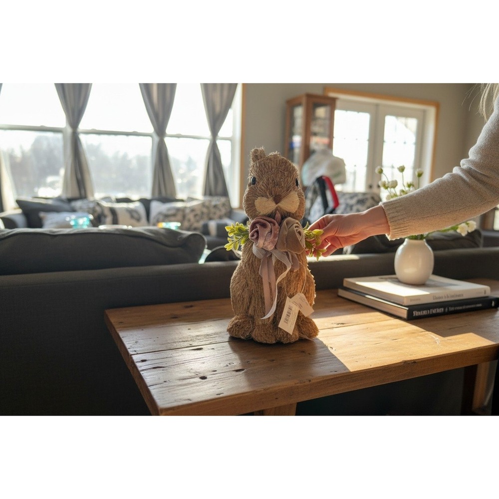 Ashland Easter Bunny Tabletop Decor Brown Brand New‎ 12in Straw Sisal Floral